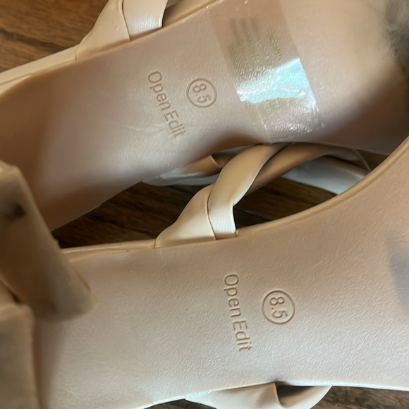 Open Edit Sandals Womens Size 8.5 Cream Braided Double Strap Slip On Heels - Picture 7 of 12
